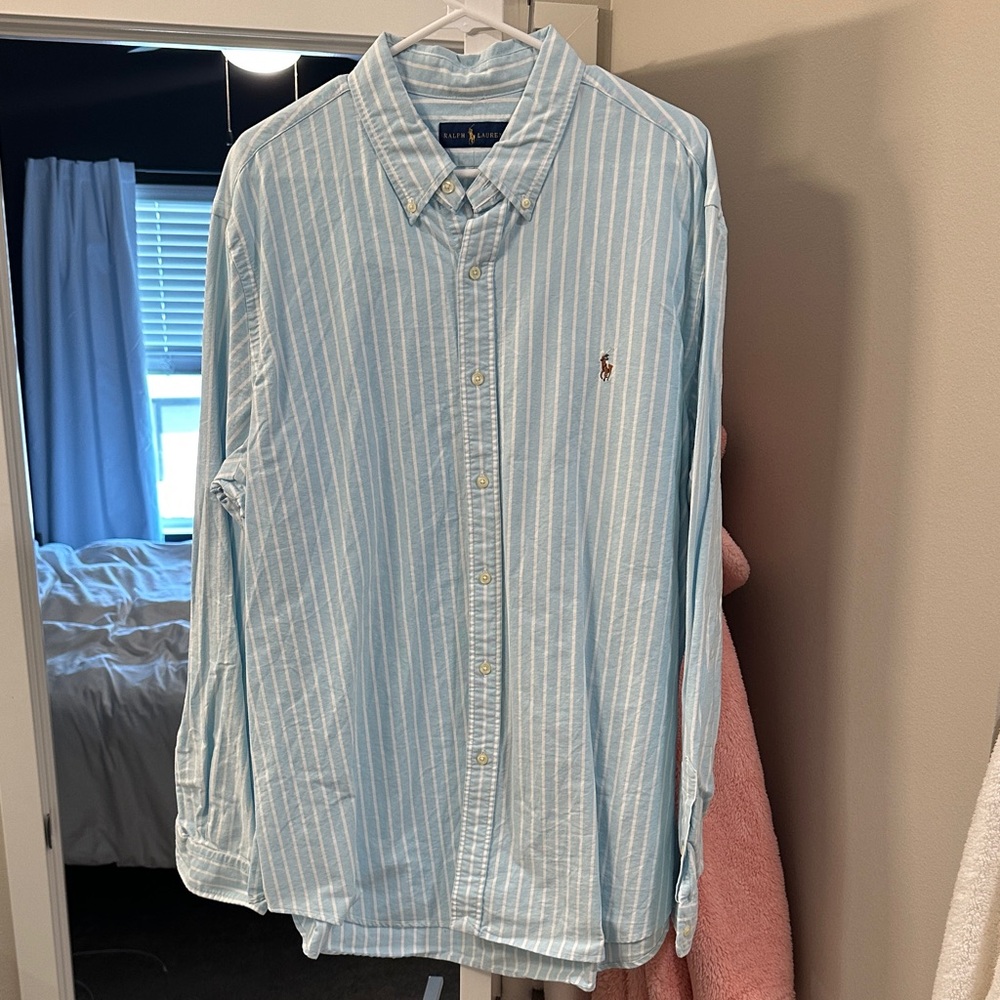 Polo Ralph Lauren Light Blue and White Striped Shirt